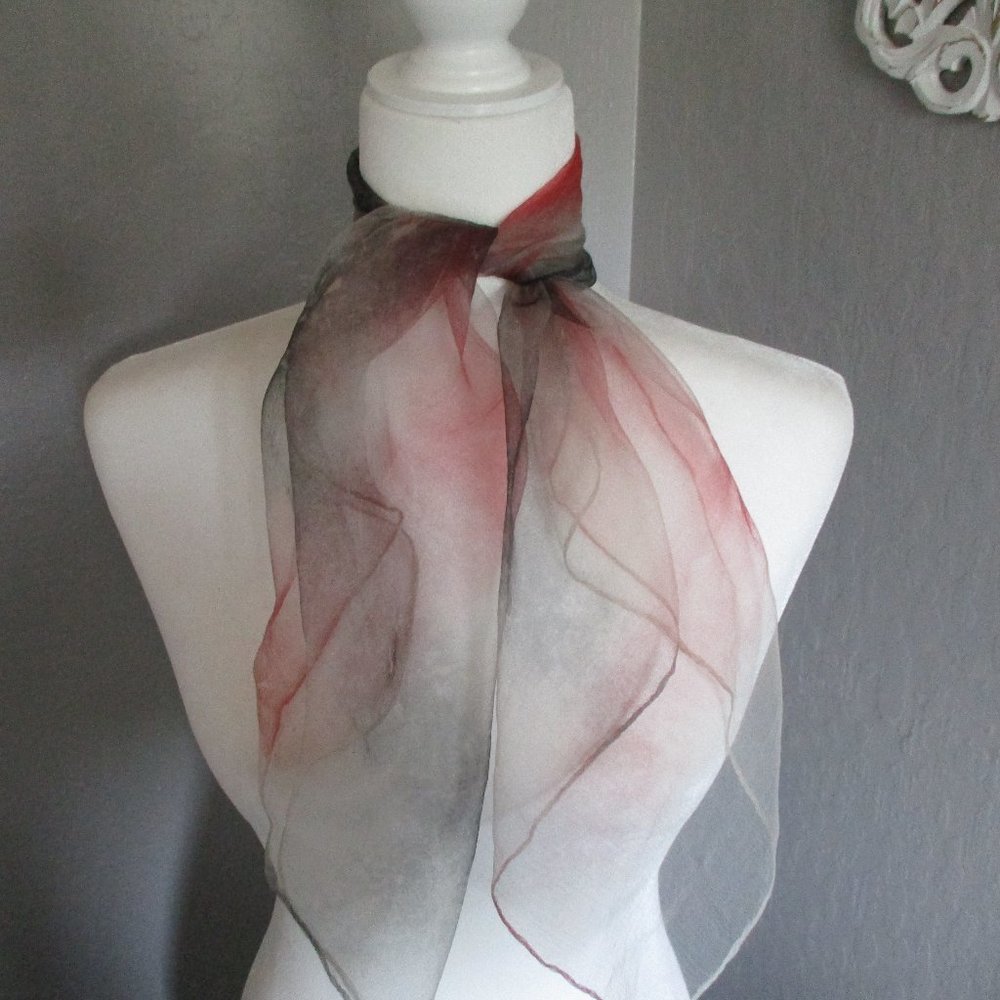 1950s red & black stripe chiffon